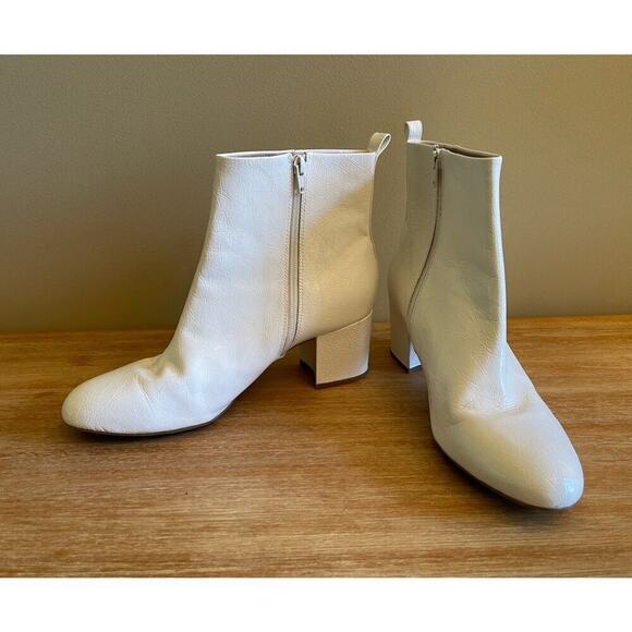 Gianni Bini Jaydennn White Leather Block Heel Boots Booties 11 - Picture 7 of 9